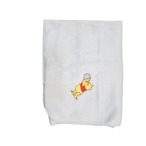 Vintage Disney Baby Pooh Embroidered Fleece Baby Blanket New 30" x 40"